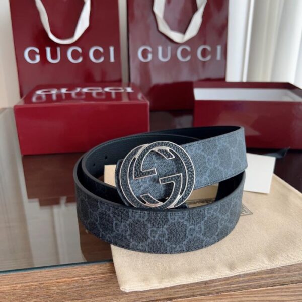 réplica,joyas,joyería,1:1,replica,fake,lujo,barato Cinturón Gucci con hebilla de doble G para hombre (igual que el original), 4 cm de ancho (G29MZ)