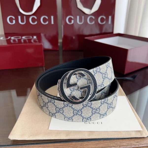réplica,joyas,joyería,1:1,replica,fake,lujo,barato Cinturón Gucci con hebilla de doble G para hombre (igual que el original), 4 cm de ancho (S7EOL)