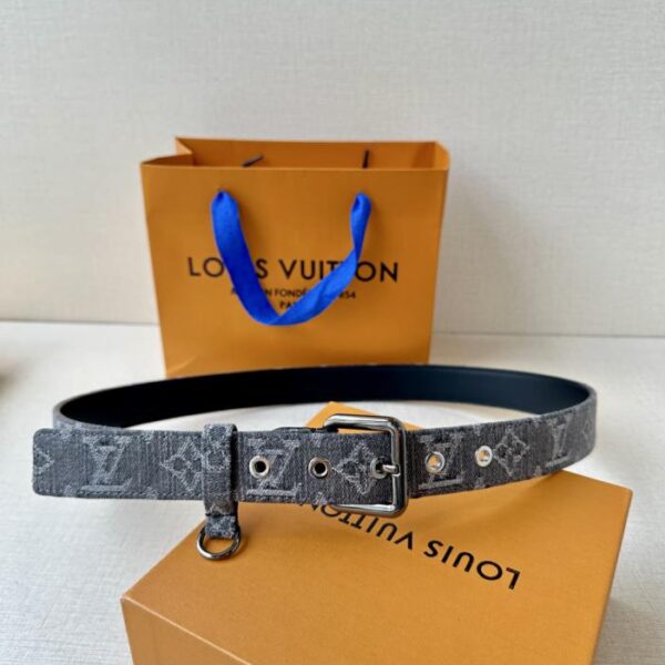 réplica,joyas,joyería,1:1,replica,fake,lujo,barato Cinturón LV con anilla en D, ancho 3,0, monograma denim (8HA00)