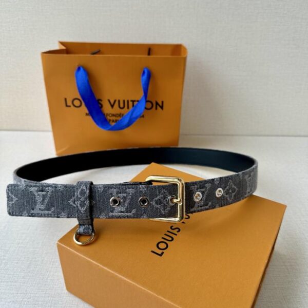 réplica,joyas,joyería,1:1,replica,fake,lujo,barato Cinturón LV con anilla en D, ancho 3,0, monograma denim (UN2NW)