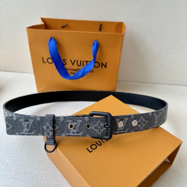 réplica,joyas,joyería,1:1,replica,fake,lujo,barato Cinturón LV con anilla en D, ancho 3.0, monograma denim (VATXG)