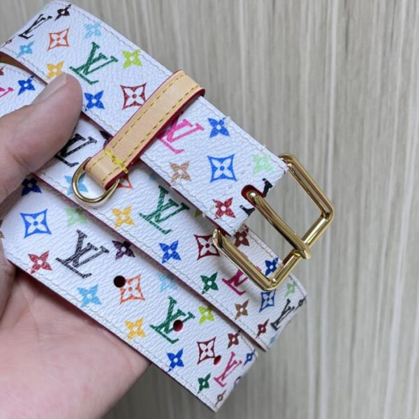 réplica,joyas,joyería,1:1,replica,fake,lujo,barato Louis Vuitton y el artista japonés Takashi Murakami crearon conjuntamente el cinturón de doble cara LVX TM LV D-Ring (8OMCI) de color blanco de 3,0 mm.