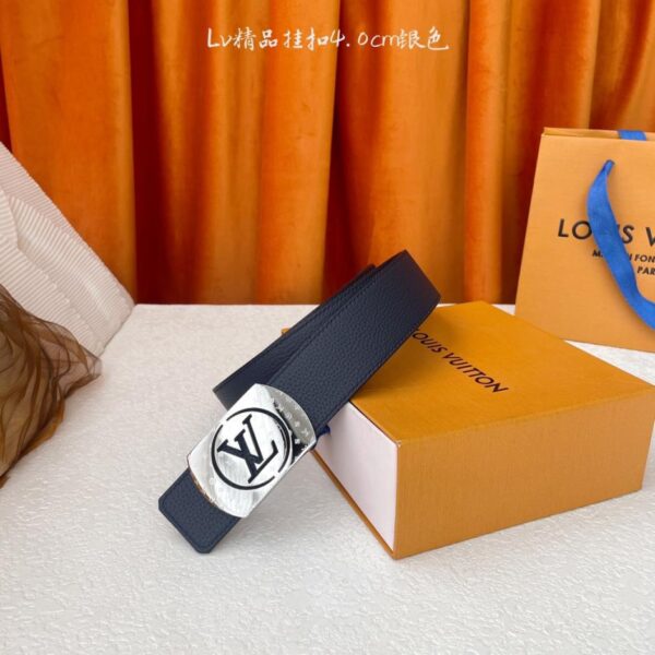 réplica,joyas,joyería,1:1,replica,fake,lujo,barato Louis Vuitton Classic – Hebilla de acero premium original con estampado de lichi de doble cara, calidad original, ancho de 4,0 cm (EHGYP)