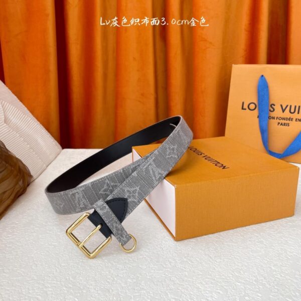 réplica,joyas,joyería,1:1,replica,fake,lujo,barato Louis Vuitton, tela clásica original de la marca en gris con letras y suela de cuero negro, ancho 3,0 cm (ERJUZ)