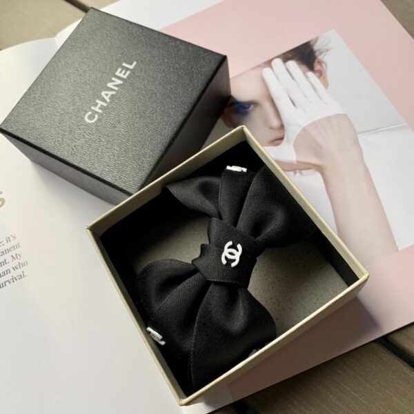 réplica,joyas,joyería,1:1,replica,fake,lujo,barato Pinza para el cabello Chanel Xiaoxiang con lazo multiestándar, estilo temperamento, color negro, 1 caja (ECIBG)