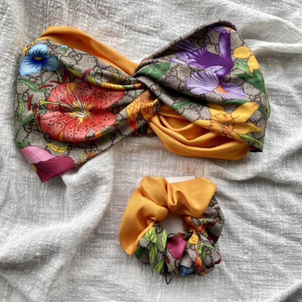 réplica,joyas,joyería,1:1,replica,fake,lujo,barato Diadema + Diadema Gucci con estampado floral a juego y posicionamiento de diadema (MK0FE)