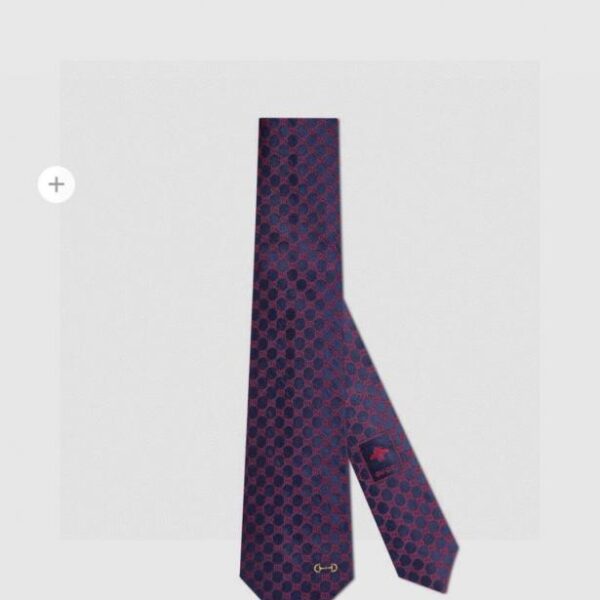 réplica,joyas,joyería,1:1,replica,fake,lujo,barato Corbata de seda Gucci con bordado de bocado de caballo (H4QEY)