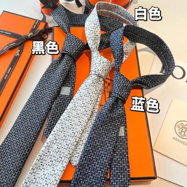réplica,joyas,joyería,1:1,replica,fake,lujo,barato Nueva serie de corbatas negras Hermès para hombre [Corbata con letra H] (SPWJS)