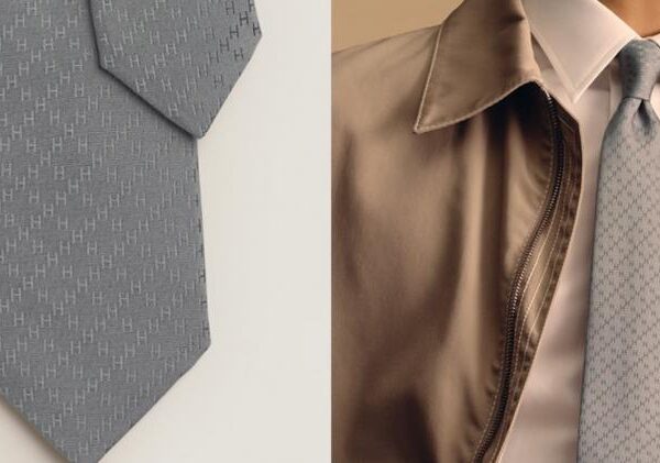 réplica,joyas,joyería,1:1,replica,fake,lujo,barato Corbata Hermès para hombre, nueva serie de cuadros Diamond H, 100 % sarga de seda, hecha a mano y personalizada (T7EUW)