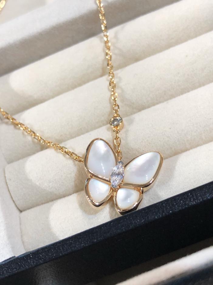 réplica,joyas,joyería,1:1,replica,fake,lujo,barato réplica,joyas,joyería,1:1,replica,fake,lujo,barato Collar de mariposa con concha blanca VCA de Van Cleef & Arpels (G078S)