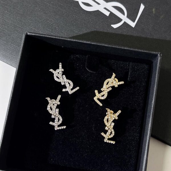 réplica,joyas,joyería,1:1,replica,fake,lujo,barato Pendientes de diamantes de imitación con letras de YSL (L8OB6)
