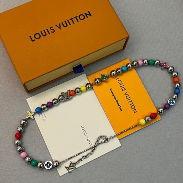 réplica,joyas,joyería,1:1,replica,fake,lujo,barato Collar de cadena de cuentas con cierre de langosta y dije de esmalte de caramelo para hombre de Louis Vuitton (G7GZO)
