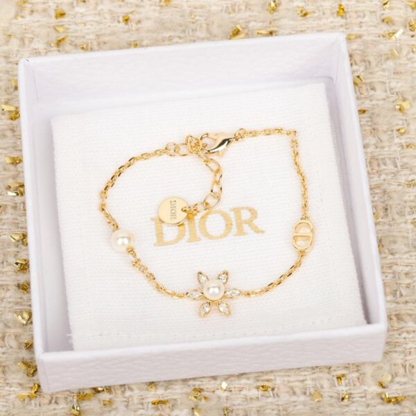 réplica,joyas,joyería,1:1,replica,fake,lujo,barato Pulsera Dior con pequeñas flores y perlas CD (TB3H5)