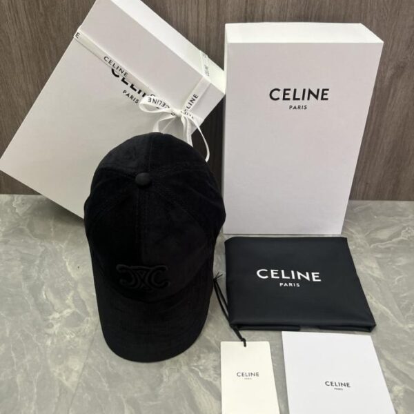 réplica,joyas,joyería,1:1,replica,fake,lujo,barato Gorra de béisbol de terciopelo de algodón con parche del logotipo de la web oficial de CELINE (WX3LP)