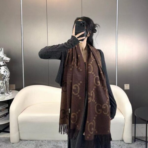 réplica,joyas,joyería,1:1,replica,fake,lujo,barato Bufanda clásica con borlas de jacquard de doble cara y doble G (KFSP5)