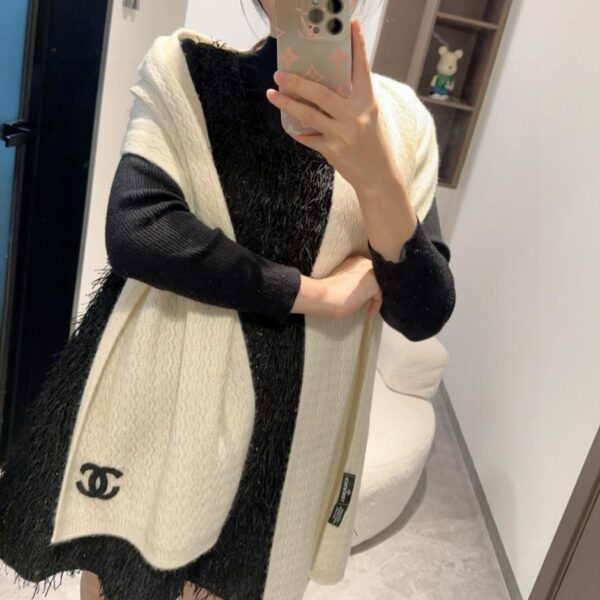 réplica,joyas,joyería,1:1,replica,fake,lujo,barato Bufanda larga de punto de cachemira con bordado 24b de Chanel para otoño e invierno (A9GI6)