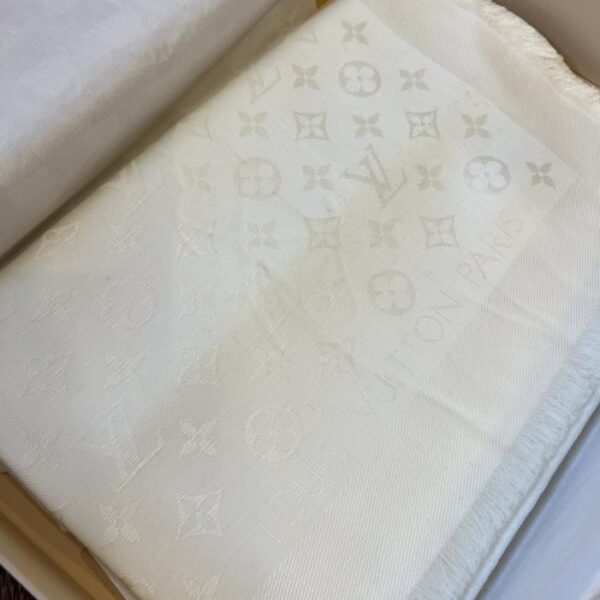 réplica,joyas,joyería,1:1,replica,fake,lujo,barato Bufanda Louis Vuitton 60% seda 40% lana color blanco crema (9S15S)