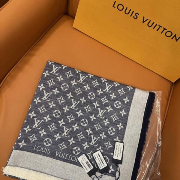 réplica,joyas,joyería,1:1,replica,fake,lujo,barato Bufanda Louis Vuitton azul vaquero M71376 60 % seda, 40 % lana (0IB3D)