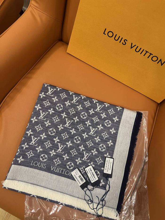 réplica,joyas,joyería,1:1,replica,fake,lujo,barato réplica,joyas,joyería,1:1,replica,fake,lujo,barato Bufanda Louis Vuitton azul vaquero M71376 60 % seda, 40 % lana (0IB3D)