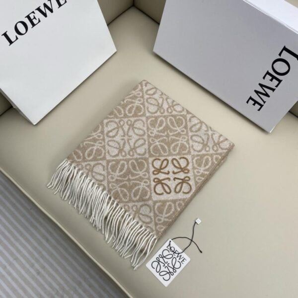 réplica,joyas,joyería,1:1,replica,fake,lujo,barato Loewe Patrón jacquard Anagrama de doble cara Gris claro 90% lana 10% cachemira (ZYGV3)