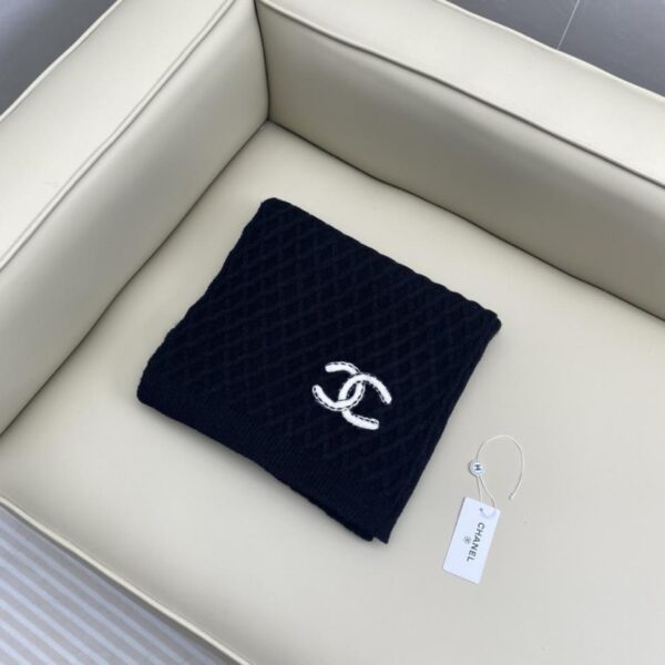 réplica,joyas,joyería,1:1,replica,fake,lujo,barato Bufanda clásica de punto de cachemira con diseño clásico de rombos y doble C de CHANEL (8Q6SF)