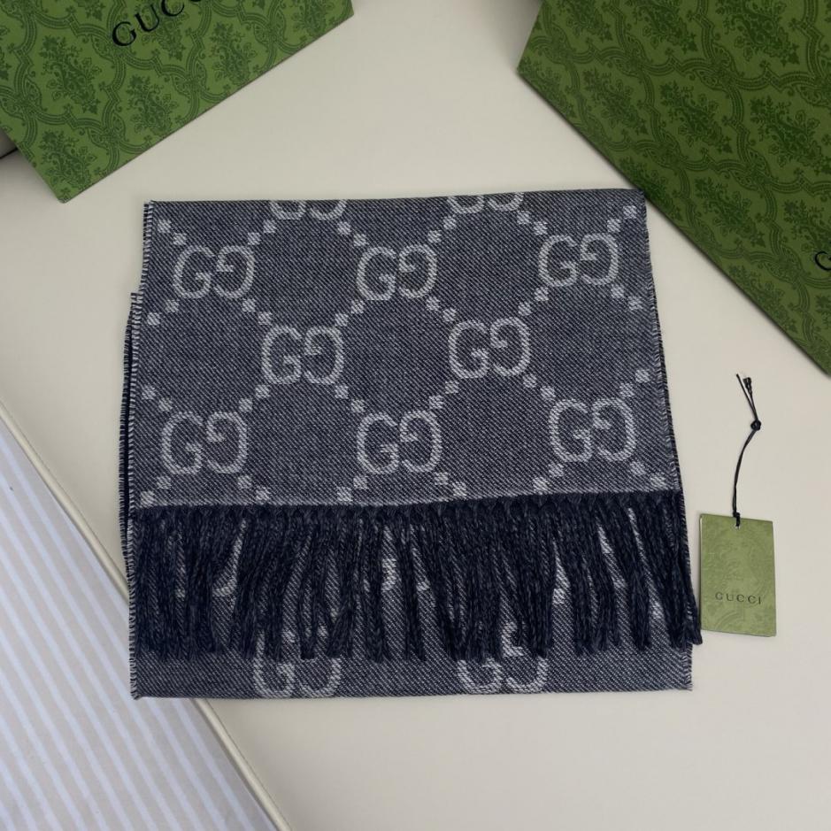réplica,joyas,joyería,1:1,replica,fake,lujo,barato réplica,joyas,joyería,1:1,replica,fake,lujo,barato Bufanda unisex pequeña de jacquard con estampado GG de dos colores y doble cara, de calidad superior en gris medio y gris oscuro (VGIUZ)