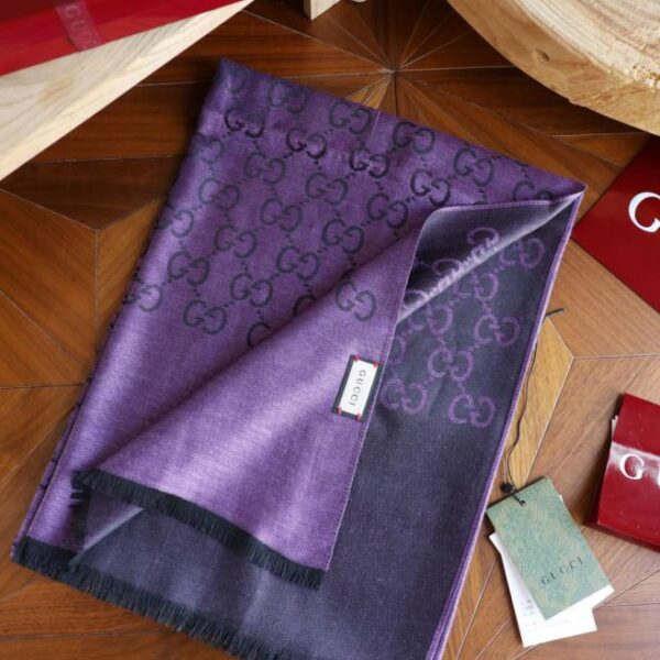 réplica,joyas,joyería,1:1,replica,fake,lujo,barato Bufanda larga GG elegante de cachemira y seda jacquard bicolor (34LSM)