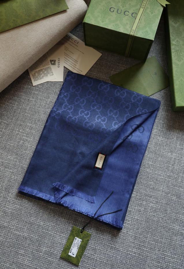 réplica,joyas,joyería,1:1,replica,fake,lujo,barato réplica,joyas,joyería,1:1,replica,fake,lujo,barato Bufanda larga GG, elegante bufanda larga de cachemira y seda jacquard bicolor (6QTR6)