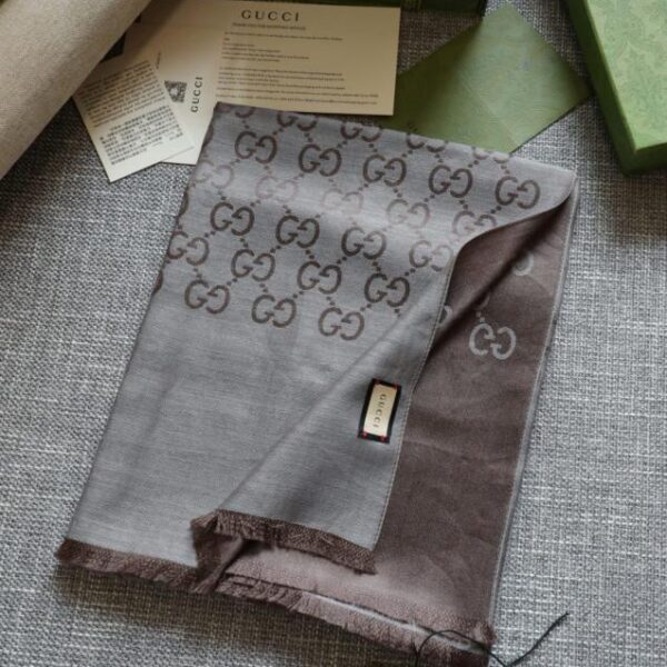 réplica,joyas,joyería,1:1,replica,fake,lujo,barato Bufanda larga GG, elegante bufanda larga de cachemira y seda jacquard bicolor (JO6G8)