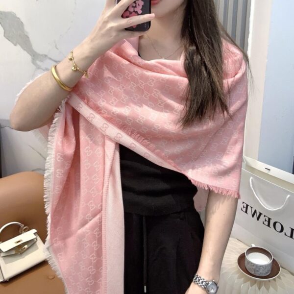 réplica,joyas,joyería,1:1,replica,fake,lujo,barato Bufanda larga GG, elegante bufanda larga de cachemira y seda jacquard bicolor (Z7S38)