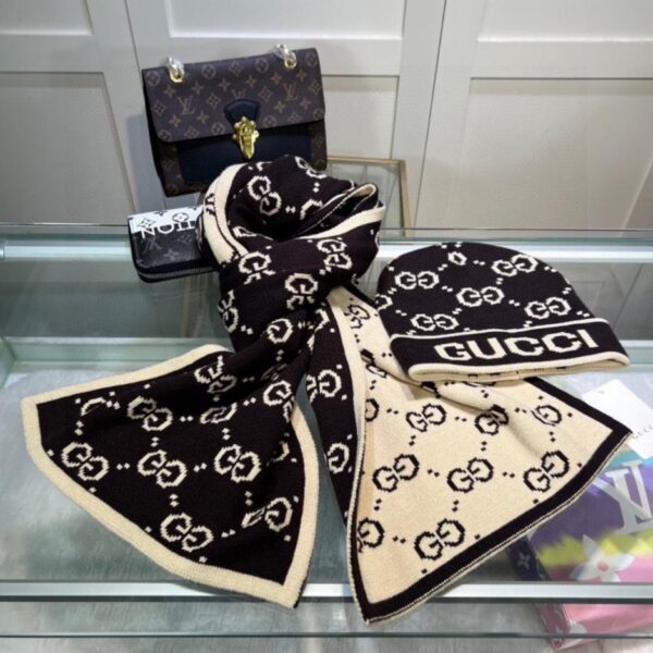 réplica,joyas,joyería,1:1,replica,fake,lujo,barato Conjunto clásico GUCCI de gorro y bufanda en lana de conejo y cachemira (G8HMC)