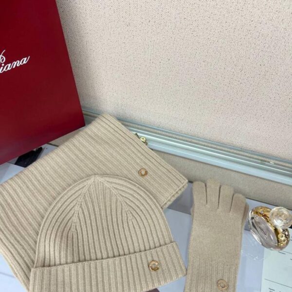 réplica,joyas,joyería,1:1,replica,fake,lujo,barato Conjunto de punto de cachemir Loro Piana con ribete cónico, gorro 100% cachemir (JN6KW)
