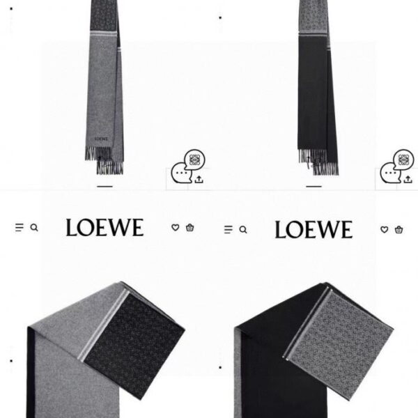 réplica,joyas,joyería,1:1,replica,fake,lujo,barato Bufanda reversible LOEWE, bufanda de doble cara de mezcla de lana y cachemir, jacquard de cobertura total, borde con borla Anagram (S1GX5)