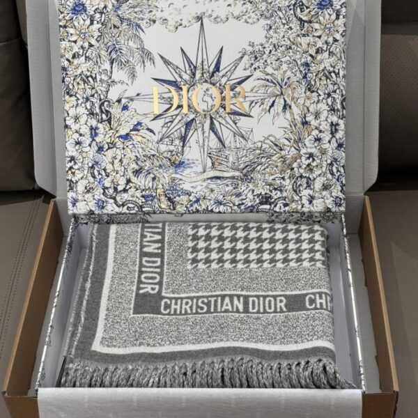 réplica,joyas,joyería,1:1,replica,fake,lujo,barato Chal reversible Dior de pata de gallo gris claro (UODDG)