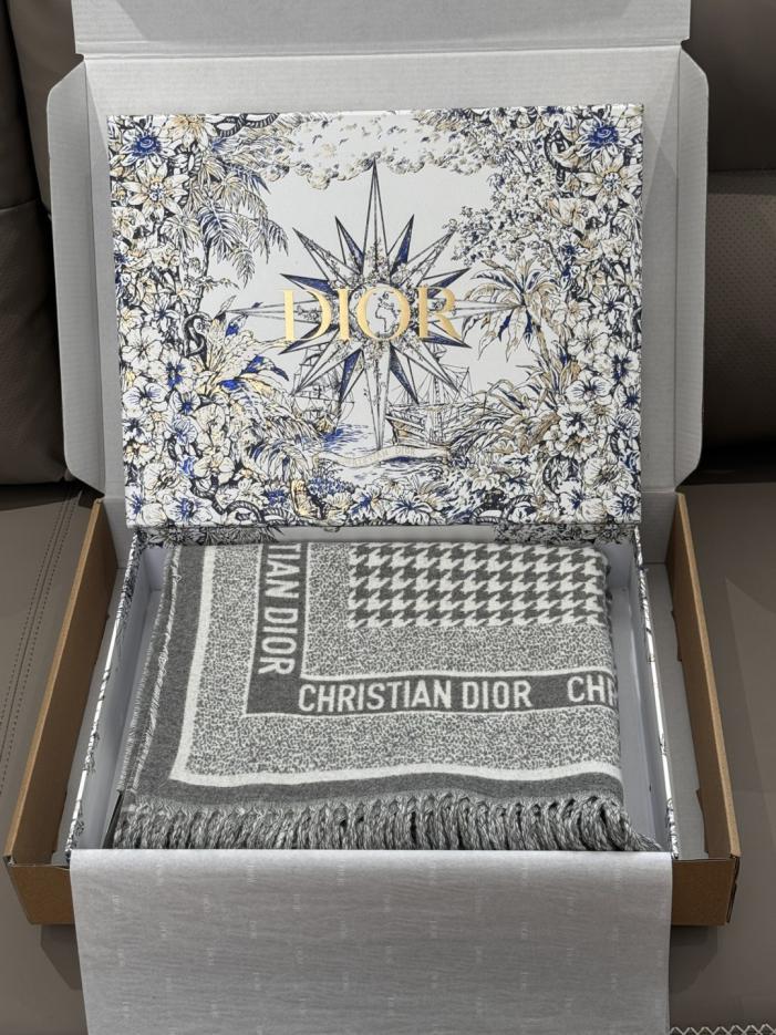 réplica,joyas,joyería,1:1,replica,fake,lujo,barato réplica,joyas,joyería,1:1,replica,fake,lujo,barato Chal reversible Dior de pata de gallo gris claro (UODDG)