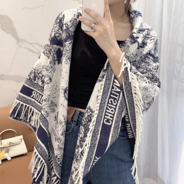 réplica,joyas,joyería,1:1,replica,fake,lujo,barato [Animal] DIOR CD Jacquard Logo Print Large Square Scarf, Chal, Manta (3 en 1) (Q1I8F)