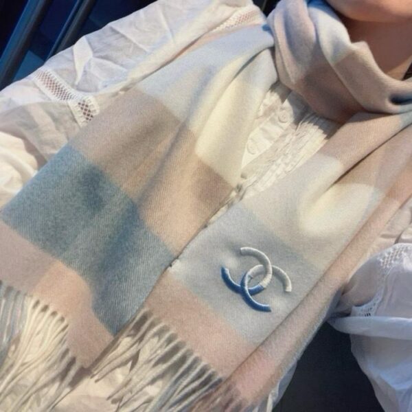 réplica,joyas,joyería,1:1,replica,fake,lujo,barato Bufanda CHANEL 100% cachemir premium con estampado de ondas de agua HK836