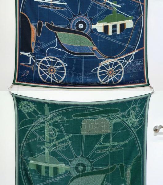 réplica,joyas,joyería,1:1,replica,fake,lujo,barato RHMS 93 Hermès «Little Carriage» de seda cachemir bicolor de doble cara (870EA)