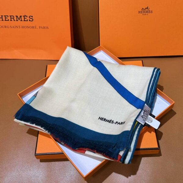 réplica,joyas,joyería,1:1,replica,fake,lujo,barato Pañuelo rectangular reversible de seda y cachemir Hermes Top Depart (2JXQK)