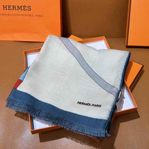 réplica,joyas,joyería,1:1,replica,fake,lujo,barato Pañuelo rectangular reversible de seda y cachemir Hermes Top Depart (OSJCG)