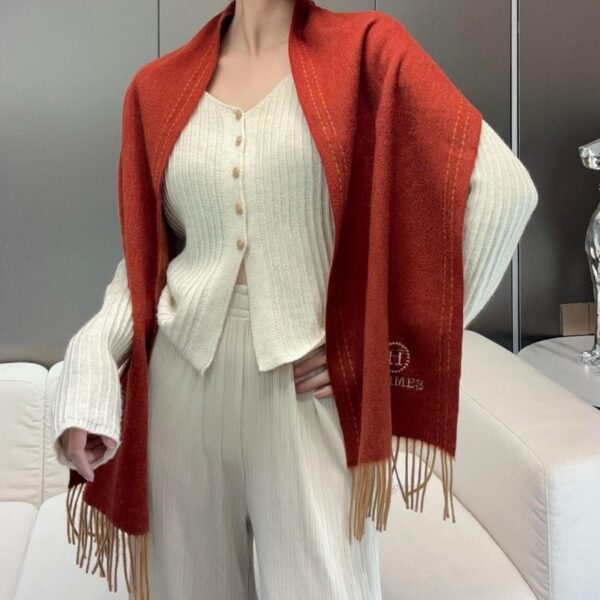 réplica,joyas,joyería,1:1,replica,fake,lujo,barato HERMES Paris Fashion Show Business Chal de cachemir unisex de doble faz para hombre y mujer (754LR)