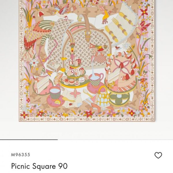 réplica,joyas,joyería,1:1,replica,fake,lujo,barato LV 5418 Momme Seda de sarga de doble cara 90x90cm LV «Picnic» (02LSF)