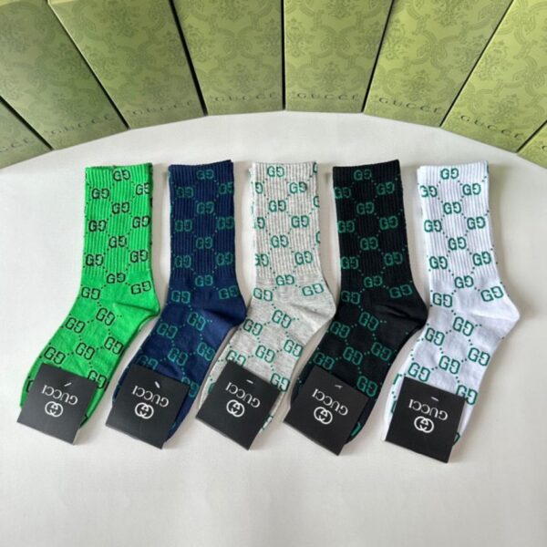 réplica,joyas,joyería,1:1,replica,fake,lujo,barato Los nuevos calcetines de media caña de Gucci, cinco pares por caja (1LWMU)