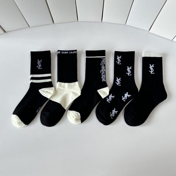 réplica,joyas,joyería,1:1,replica,fake,lujo,barato Calcetines Saint Laurent de media caña, 5 pares por caja (35OM2)