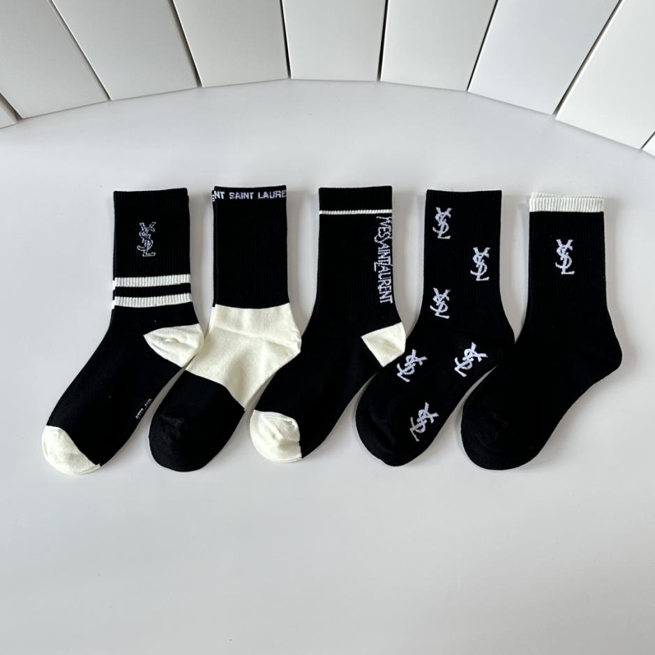 réplica,joyas,joyería,1:1,replica,fake,lujo,barato réplica,joyas,joyería,1:1,replica,fake,lujo,barato Calcetines Saint Laurent de media caña, 5 pares por caja (35OM2)