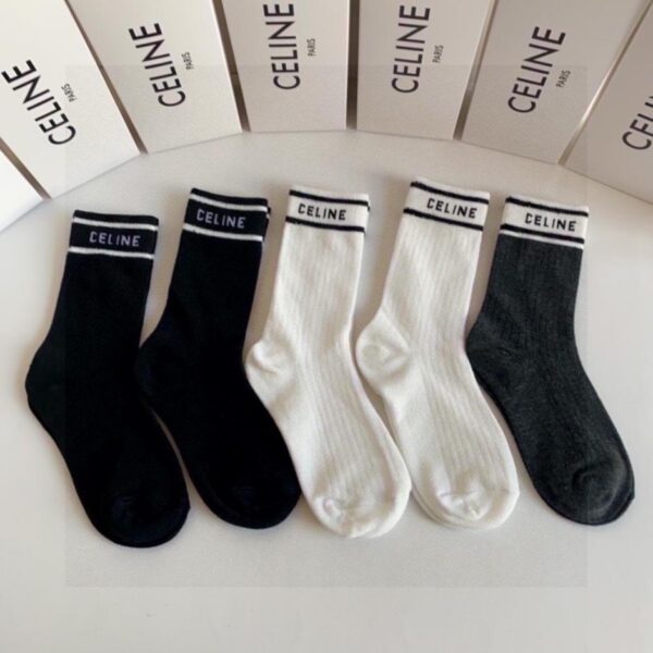réplica,joyas,joyería,1:1,replica,fake,lujo,barato Los nuevos calcetines de media caña de CELINE, cinco pares por caja (BVECB)