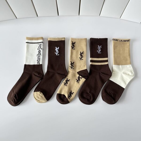 réplica,joyas,joyería,1:1,replica,fake,lujo,barato Calcetines Saint Laurent de media caña, 5 pares por caja (4R2AB)