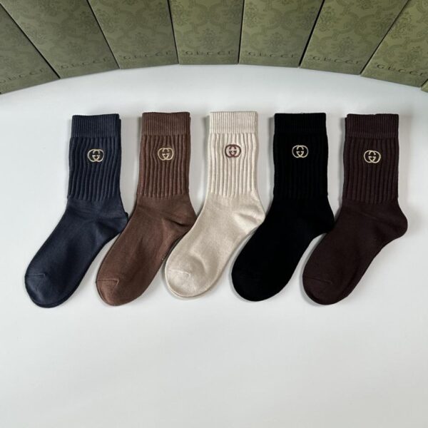 réplica,joyas,joyería,1:1,replica,fake,lujo,barato Nuevos calcetines de cachemir de media caña de Gucci, cinco pares por caja (SWA6M)