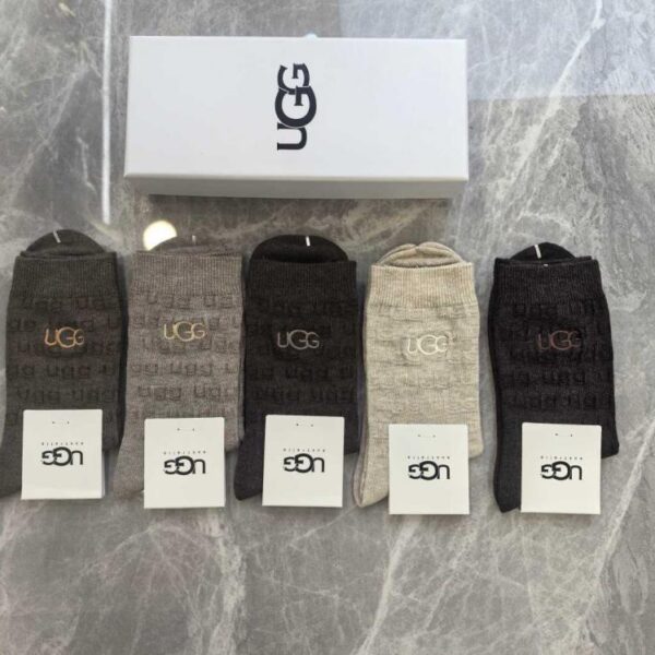 réplica,joyas,joyería,1:1,replica,fake,lujo,barato Calcetines UGG New Cashmere bordados de media caña, 5 pares por caja (1A213)