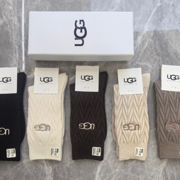 réplica,joyas,joyería,1:1,replica,fake,lujo,barato Calcetines UGG de cachemir bordados de media caña, 5 pares por caja (YSV4R)